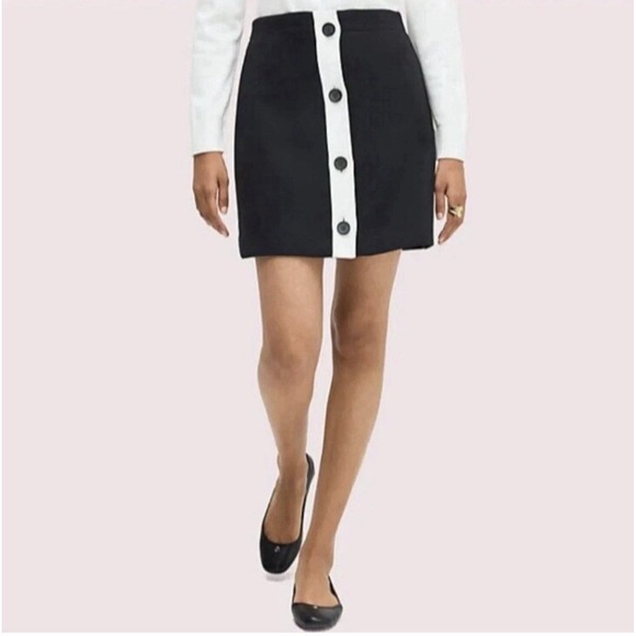 kate spade new york Dresses & Skirts - Kate Spade Mainline Colorblock Mini‎ Skirt Size 14 Black Button Lined